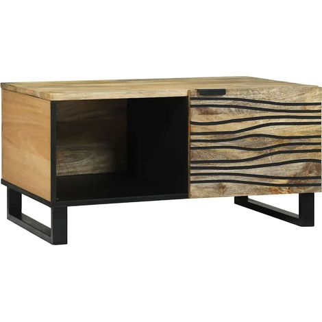 Couchtisch Braun und Schwarz 80 x 50 x 40 cm Massivholz Akazie