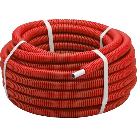 Tubo Multicapa Corrugado Rojo en Rollo QUICK PLOMBERIE - Ø20 x 25 metros