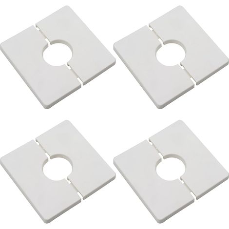 Bride divisée murale de 4pcs, couvercle carré en plastique ABS avec un diamètre de 33 mm, couvercle de tuyau à eau mural, blanc, blanc