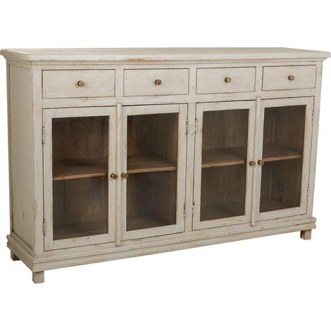 Aparador de madera blanco 160x40x100 cm