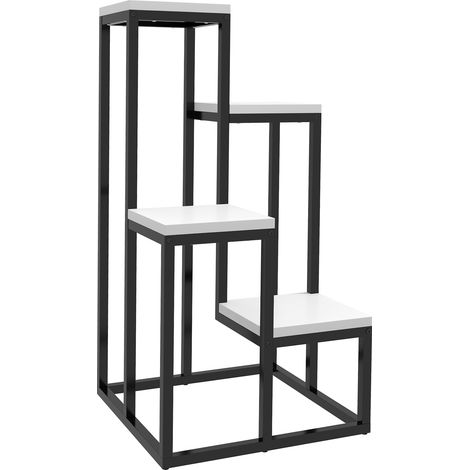 Etagère à plantes métal bois 4 niveaux hauteurs différentes style industriel 34x34x66 cm