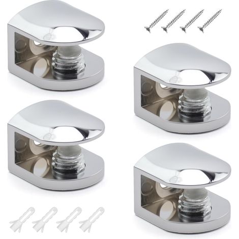 Soporte para estante de vidrio en forma de arco de 4 piezas, clips de fijación de vidrio ajustables, abrazaderas de vidrio para montaje en pared, para paneles de 3 a 10 mm de espesor (1/5)