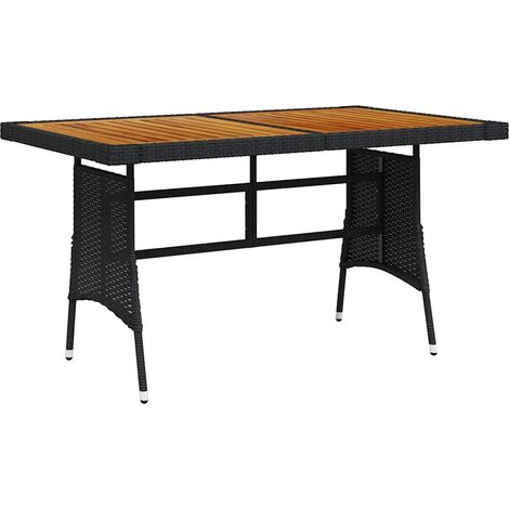 Mesa de jardín ratán PE y acacia maciza negro 130x70x72 cm vidaXL (1/4)