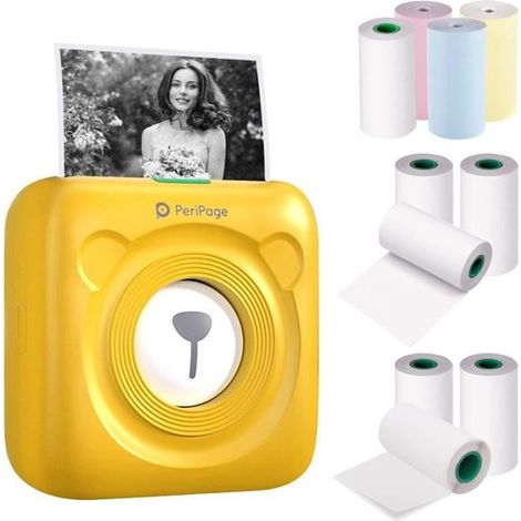 Imprimante thermique PeriPage Mini Pocket BT - Jaune - 9 rouleaux de papier (1/4)