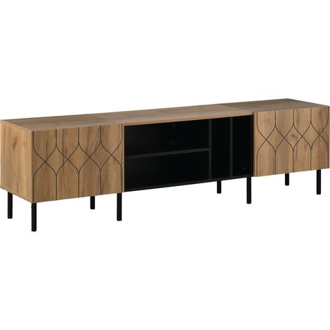 Mobile TV 2 ante e 4 vani aperti 180x40x50 cm legno e nero per TV fino a 70 pollici (1/5)