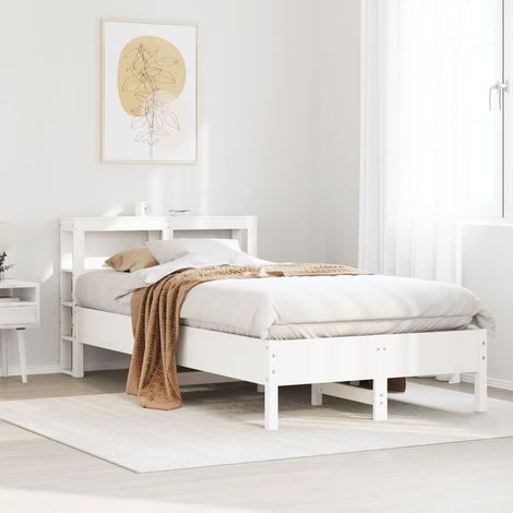 vidaXL Letto senza Materasso Bianco 75x190 in Legno Massello di Pino (1/5)