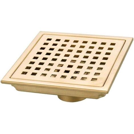 Drain de sol de douche carré en or brossé, acier inoxydable 304 pour salle de bains, grille à déchets de cuisine, égouttoir à grand débit 150mm (1/4)