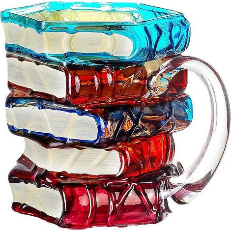 Kaffeetassen aus Glas mit Buchmotiven, 414 ml (14 oz), ideal für Espresso, Cappuccino, Latte Macchiato und Tee, mit Henkel. Originelle Tassen für Leseratten und Bücherliebhaber. (1/5)