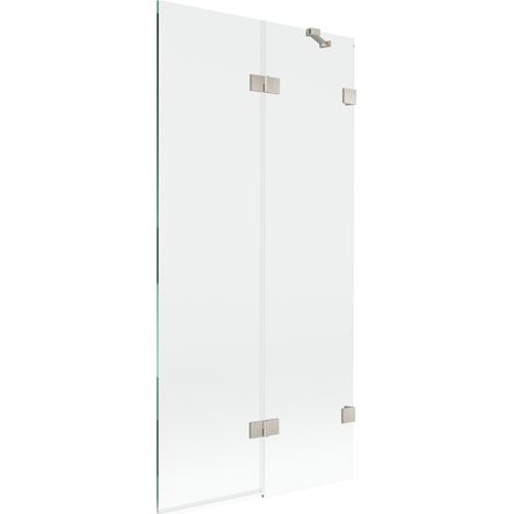 Mexen Lunar paratia per vasca da bagno a 2 ante destra 90 x 150 cm, trasparente, nichel spazzolato - 897-090-100-97-00-P (1/5)