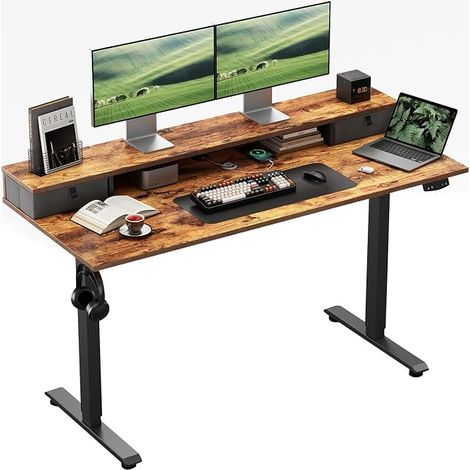 Electric Desk Height Adjustable 63 x 60 cm with 2 Drawers (1/5)