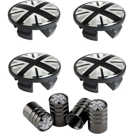 Lot de 4 54 mm Caches de Moyeu et Valve, Cache Central de Roue Compatible Mini Cooper R50 R53 R56 et série S, Accessoire décoration Voiture pour Mini (1/5)