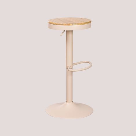 Sklum – Tabouret de bar haut réglable en acier et bois d'orme – Hauteur 57,5 à 78 cm – Design industriel pour salle à manger et bars (1/5)