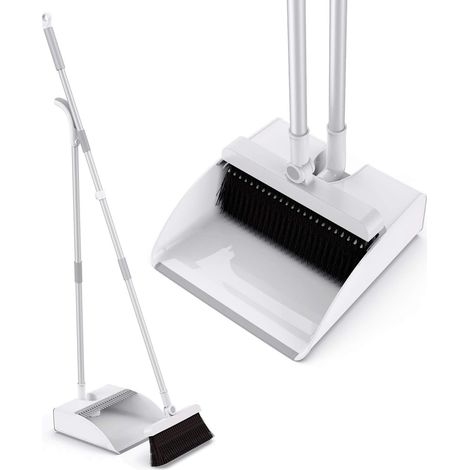 Set scopa e paletta con chiusura magnetica. Scopa a manico lungo e paletta con manico rimovibile da 114 cm, ideale per la pulizia di pavimenti di cucine, sia interni che esterni.