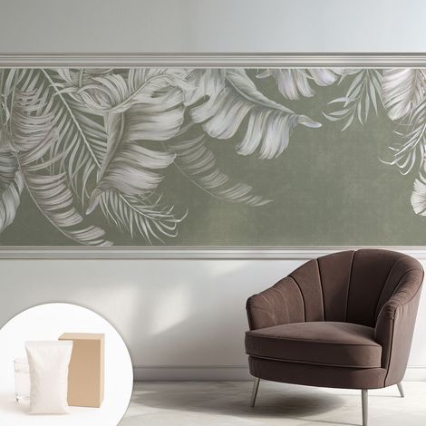 Carta Da Parati Non Tessuto - Con Colla Gratuita - Con Motivi Moderni - Design Elegante Per Pareti Foglie delicate 250x104 cm (1/5)