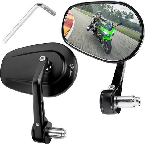 Seitenspiegel Motorradspiegel Universal Rollerspiegel Lenkerspiegel 360° drehbar für Roller und Mopeds 2 Stück Schwarz (1/5)