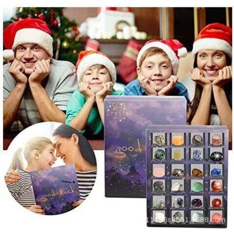 Décorations de Noël, calendriers de l'Avent 2023 et galets minéraux pour calendrier de l'Avent, calendrier de l'Avent de 24 jours avec compte à rebours rempli de surprises, pour garçons, filles et adu