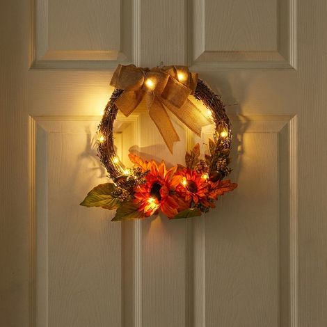 Artificial Autumn Sunflower Light Up Wreath (1/2)