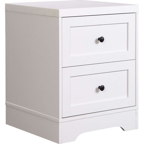 Mesita De Noche Ottavia 2 Cajones Estilo Contemporáneo Color Blanco 40x50 cm Mueble de Dormitorio (1/5)