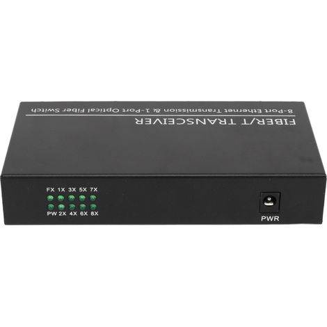 Transmetteur Fibre Optique 8 Ports RJ45 avec SFP, Portée 25km, 1310nm/1550nm, Monomode, Alimentation 100-240V AC, Compatible UE (1/5)
