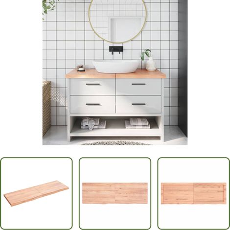 Holz Tischplatte - Waschtischplatte Hellbraun 120x40x(2-4) cm Massivholz Behandelt (1/5)
