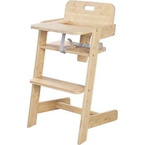 roba Seggiolone per Bambini Nature Up in Legno di Bambù Certificato FSC - Regolabile con Vassoio Rimovibile - Cintura a 3 Punti - Fino a 70 kg di Portata - Naturale (1/5)