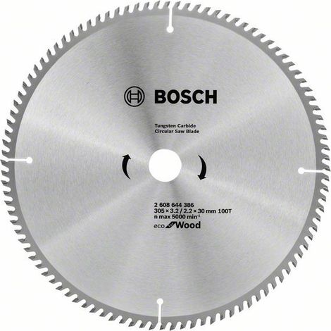 Sierra circular para madera 305x30mm 100 dientes, modelo Optiline Wood Eco, marca Bosch, ideal para cortes rápidos y precisos en madera, alta durabilidad y rendimiento profesional. (1/2)