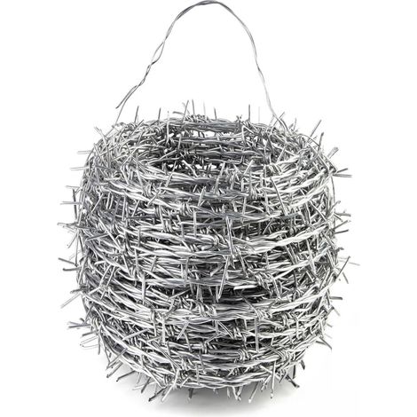 Floordirekt – Rouleau de fil barbelé galvanisé 16 m – Espacement 10 cm – Épaisseur 1,6 mm – Pour clôture pâturage et sécurité terrain