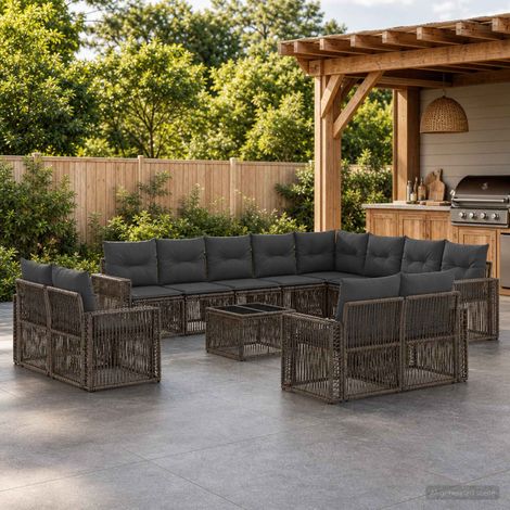 Set Divano da Giardino 13 pcs Grigio e Grigio Scuro polyrattan vidaXL (1/5)