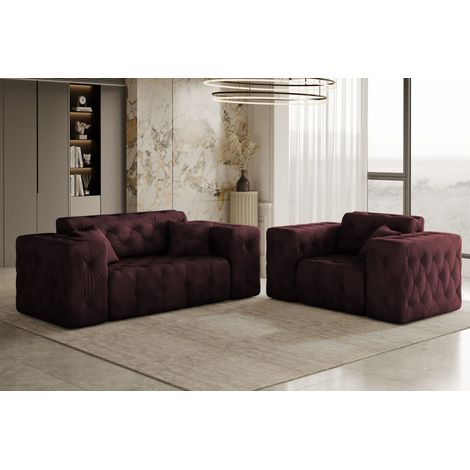 Kaiser Möbel Lux 2+1 Sofagarnitur, elegant, klassisch, schick ,Whisper Stoff Rotwein (1/3)