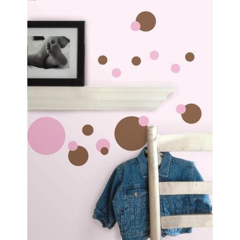 POIS ROSES ET MARRONS - Stickers repositionnables pois roses et marrons (1/3)