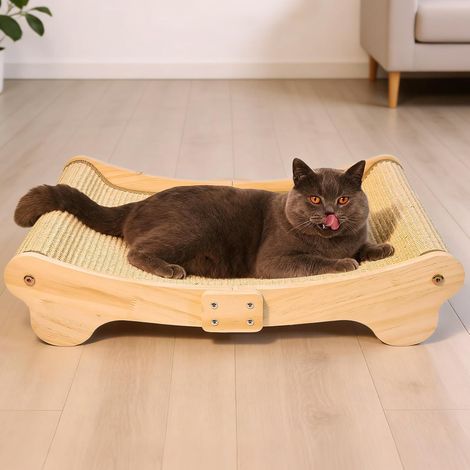 Griffoir pour Chat Sisal, Grattoir Chat Lit Design Incurvé à 160° (1/5)