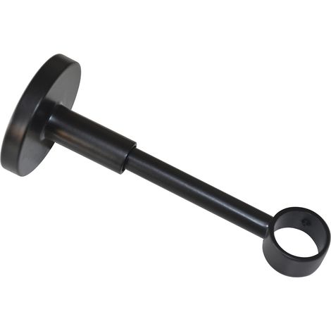 GARDINIA Supporto per Bastone per Tende, Con Base in Metallo, A 1 Corsia, Chiuso, Materiale di Montaggio Incluso, Linea Chicago, Ø 20 mm, Metallo, Nero Opaco (1/3)