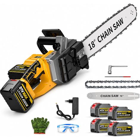 Tronçonneuse électrique portable, batterie sans balais de 2200 W, lubrification automatique de la chaîne et frein de chaîne, adaptée pour les travaux de forêt et de frappe du bois. (1/5)