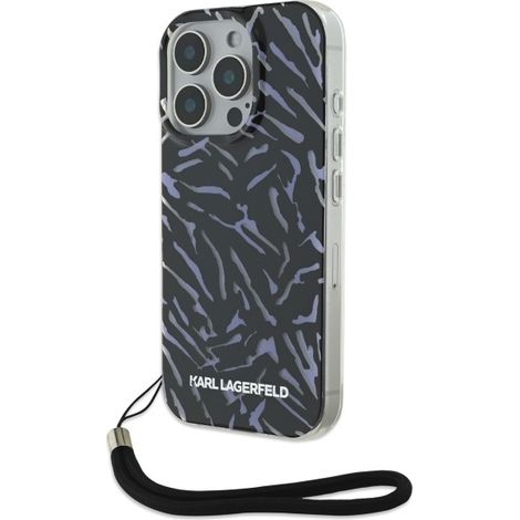 Karl Lagerfeld Zebra mit Kordel Lila iPhone 16 Pro Hülle (1/5)