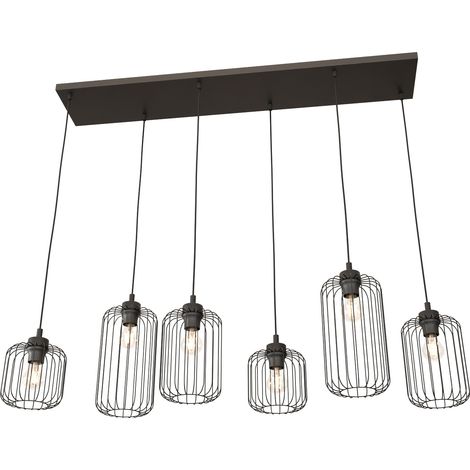 Sospensione Minimal Industrial Vander 6 Luci Lineari Nera (1/5)
