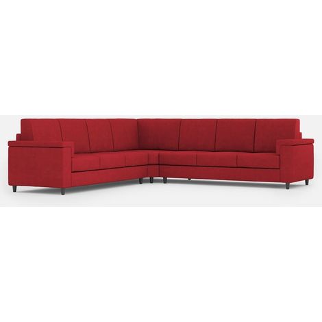 Grand canapé d'angle 7 places en tissu 286x286cm Marrak 18AG - Rouge (1/5)