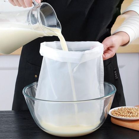 Mehrzweck-Nylonfilterbeutel – Ultrafeinmaschenfilter für Sojamilch, Fruchtsaft, Gemüsesaft, Weinreste – Wiederverwendbares Küchenutensil zum Filtern und (1/5)