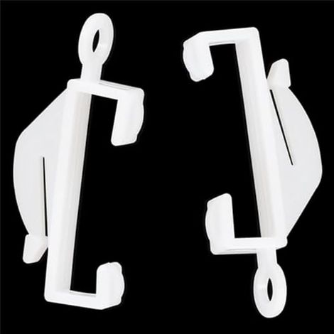 Lot de 50 crochets glisseurs en plastique blanc pour tringle à rideaux (1/5)