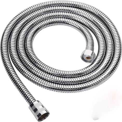 Pommeau de douche à main haute pression (Silver-Hose) avec 5 jets réglables, économe en eau et à suspendre. Accessoires de salle de bain. (1/5)