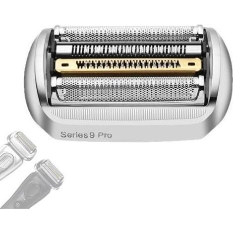 Kaelt - Tête de rasoir électrique Braun Series 9, compatible avec la tête de rasoir Braun Series 9, pièce de rechange argentée pour tête de rasoir électrique, lames de rechange, 92S/92M/92B/9 (1/4)
