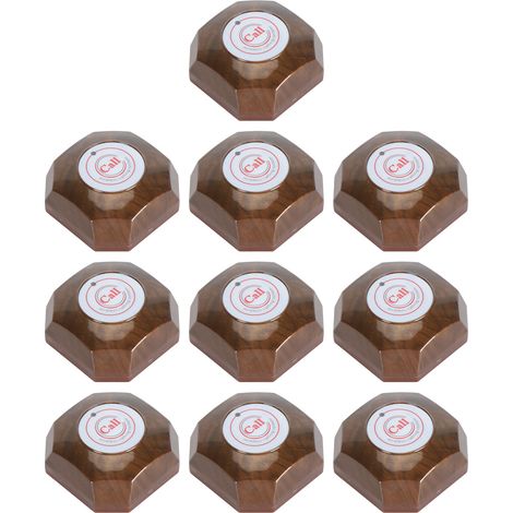 Lot de 10 boutons d'appel sans fil étanches pour restaurants, hôpitaux et autres établissements de soins (433,92 MHz). (1/5)