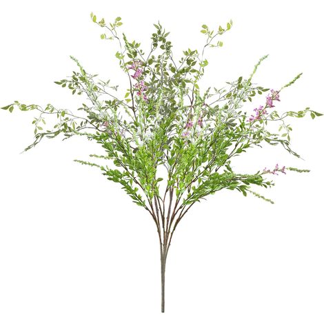 (Courbé puis) (2 tiges blanches + 2 tiges violettes) 4 tiges de sauge artificielle, bouquet de décoration champêtre, plante de sauge (1/4)
