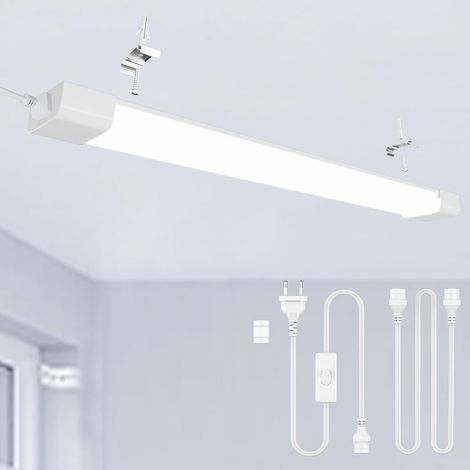 Modlicht Réglette LED étanche Blanc 120cm 36W 4000LM 6000K,IP65,111LM/W,Éco 90%,PC,Tube LED Ultra‑plat pour Garage Atelier Cave [Classe E] (1/5)