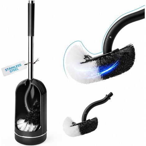 Brosse WC incurvée et support avec 1 tête de rechange Noir (1/5)