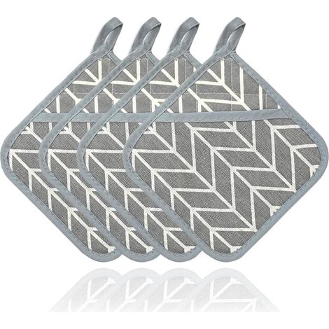 Guanti da forno, resistenti al calore, proteggono dal calore elevato, guanti da forno, per la cottura al forno (grigio - 16x16 cm, confezione da 4) (1/5)