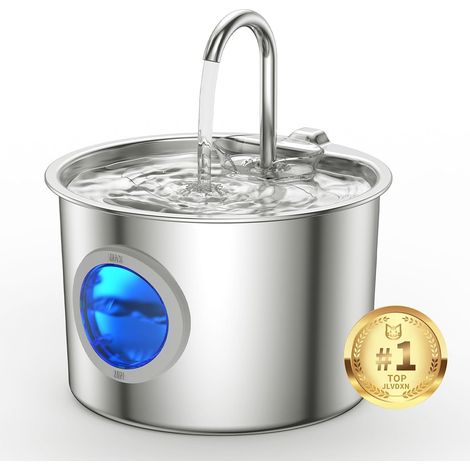 Fontaine à Eau Chat INOX 2,2L – Silencieuse – pour Chats et Petits Animaux, Fontaine à Eau pour Chat Automatique (1/5)