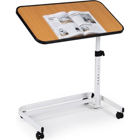 COSTWAY Tavolino Divano Laterale Tavolino Con Ruote Porta Pc Tavolino Da Letto Con Ruote Tavolino Da Salotto Portatile Basso Tavolino Servitore Letto Regolabi (1/5)