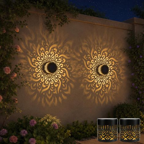 Lanterne Solaire 2 Pièces Lumières Solaires Mandala Lampes Solaires LED Solaire Métal Balcon Imperméable Lumières LED Solaires (1/4)