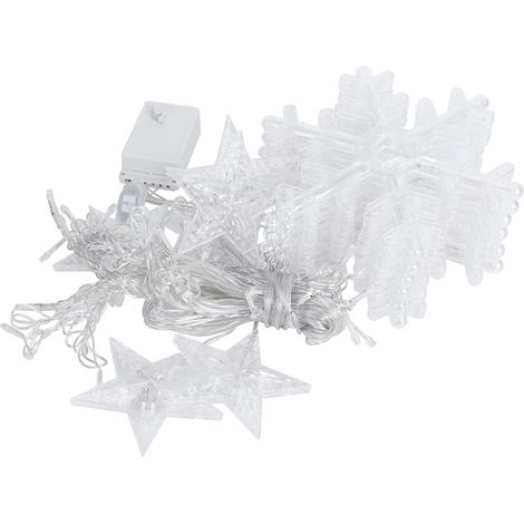 Guirlande lumineuse 138 LED 8 modes flocons neige étoiles mariage anniversaire décoration fenêtre rideau lumineux blanc chaud UE (1/5)