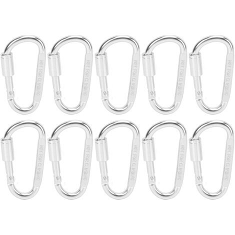 Lot de 10 mousquetons robustes en aluminium avec anneau en D pour l'escalade et le camping (1/5)